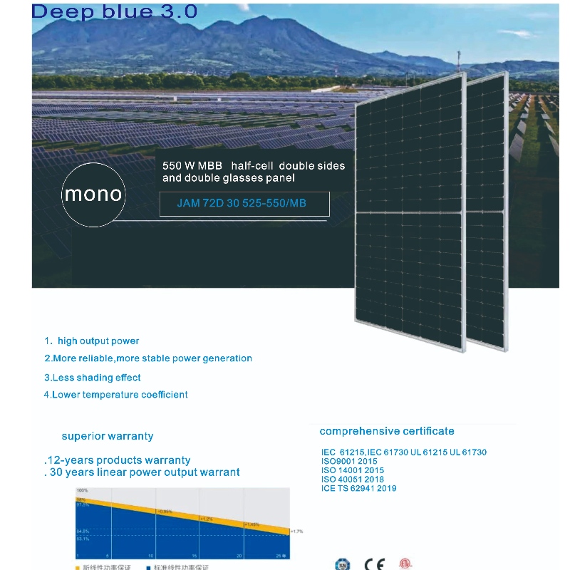 Výrobce Číny dodává 385 watt -610 watt solární panely systém dvojitá strana, dvojité brýle